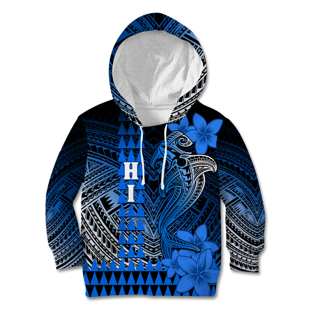 Personalized Hawaii Kid Hoodie Hammerhead Shark Kakau Polynesian Tribal Blue LT05 Hoodie Blue - Polynesian Pride