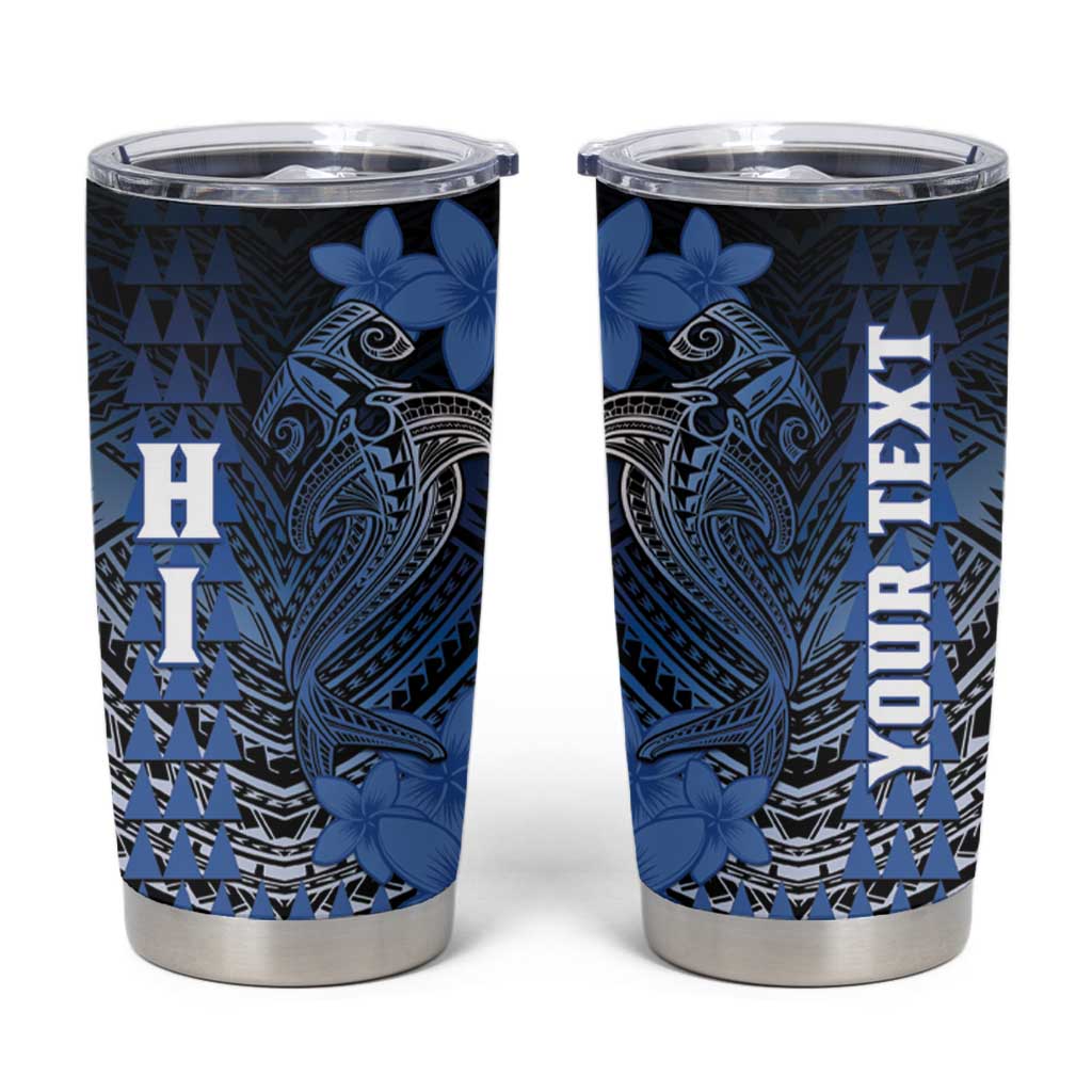 Personalized Hawaii Tumbler Cup Hammerhead Shark Kakau Polynesian Tribal Blue LT05 Blue - Polynesian Pride