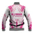 Breast Cancer Pink Out Baseball Jacket Polynesian Art Tattoo White Version