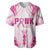 Breast Cancer Pink Out Baseball Jersey Polynesian Art Tattoo White Version