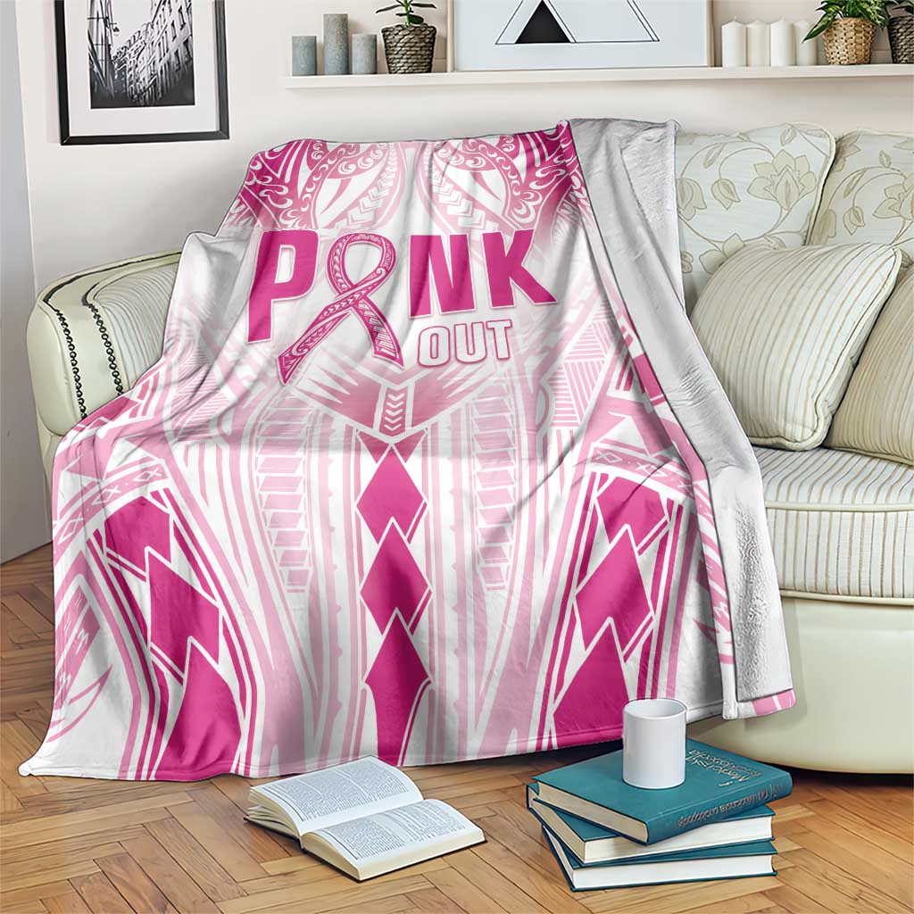 Breast Cancer Pink Out Blanket Polynesian Art Tattoo White Version LT05 White - Polynesian Pride