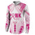 Breast Cancer Pink Out Button Sweatshirt Polynesian Art Tattoo White Version