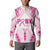 Breast Cancer Pink Out Button Sweatshirt Polynesian Art Tattoo White Version