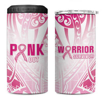 Breast Cancer Pink Out 4 in 1 Can Cooler Tumbler Polynesian Art Tattoo White Version LT05 One Size: 16 oz White - Polynesian Pride