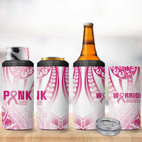 Breast Cancer Pink Out 4 in 1 Can Cooler Tumbler Polynesian Art Tattoo White Version LT05 - Polynesian Pride
