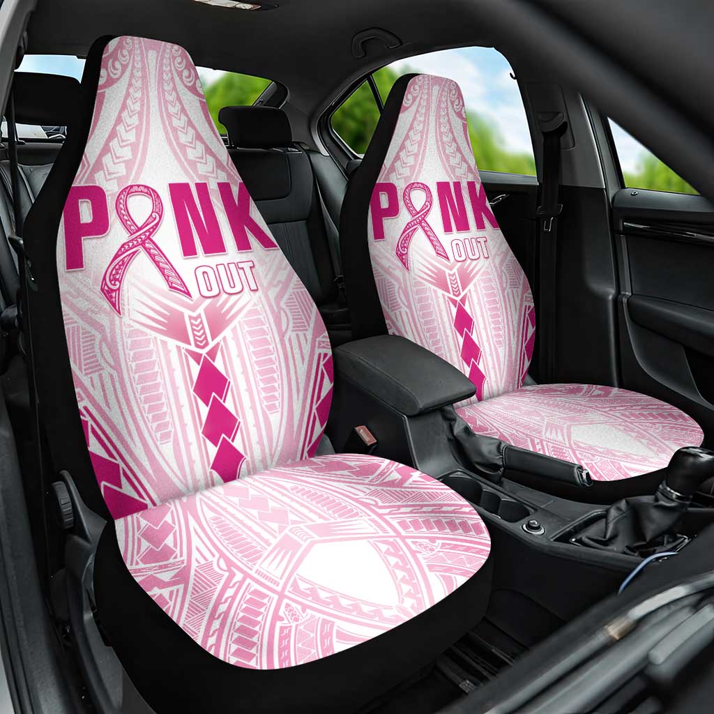 Breast Cancer Pink Out Car Seat Cover Polynesian Art Tattoo White Version LT05 One Size White - Polynesian Pride