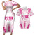 Breast Cancer Pink Out Couples Matching Short Sleeve Bodycon Dress and Hawaiian Shirt Polynesian Art Tattoo White Version