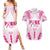 Breast Cancer Pink Out Couples Matching Summer Maxi Dress and Hawaiian Shirt Polynesian Art Tattoo White Version