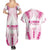 Breast Cancer Pink Out Couples Matching Summer Maxi Dress and Hawaiian Shirt Polynesian Art Tattoo White Version