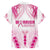 Breast Cancer Pink Out Family Matching Off Shoulder Short Dress and Hawaiian Shirt Polynesian Art Tattoo White Version