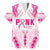 Breast Cancer Pink Out Family Matching Puletasi and Hawaiian Shirt Polynesian Art Tattoo White Version