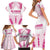 Breast Cancer Pink Out Family Matching Short Sleeve Bodycon Dress and Hawaiian Shirt Polynesian Art Tattoo White Version