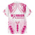 Breast Cancer Pink Out Family Matching Short Sleeve Bodycon Dress and Hawaiian Shirt Polynesian Art Tattoo White Version