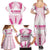 Breast Cancer Pink Out Family Matching Summer Maxi Dress and Hawaiian Shirt Polynesian Art Tattoo White Version