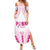 Breast Cancer Pink Out Family Matching Summer Maxi Dress and Hawaiian Shirt Polynesian Art Tattoo White Version