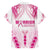 Breast Cancer Pink Out Family Matching Tank Maxi Dress and Hawaiian Shirt Polynesian Art Tattoo White Version