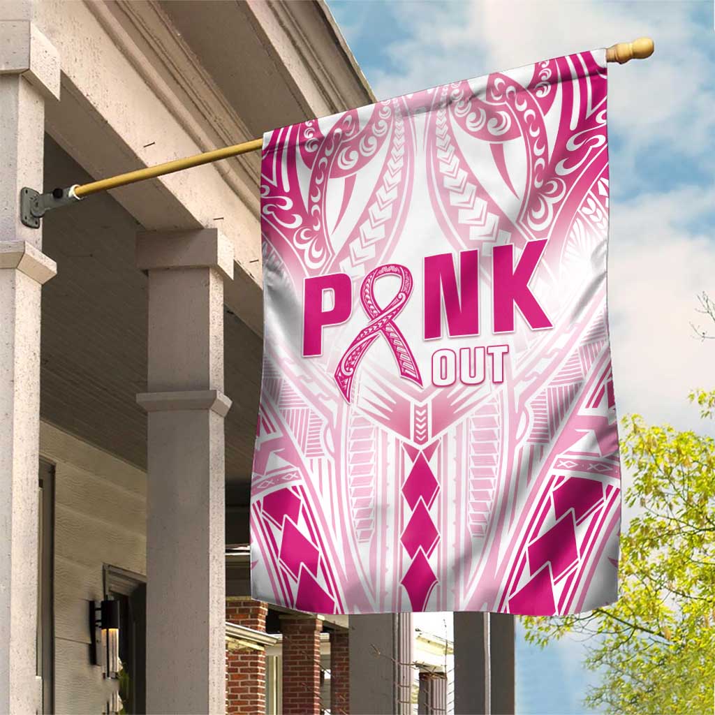Breast Cancer Pink Out Garden Flag Polynesian Art Tattoo White Version LT05 House Flag White - Polynesian Pride