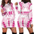 Breast Cancer Pink Out Hoodie Dress Polynesian Art Tattoo White Version