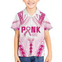 Breast Cancer Pink Out Kid Hawaiian Shirt Polynesian Art Tattoo White Version LT05 Kid White - Polynesian Pride