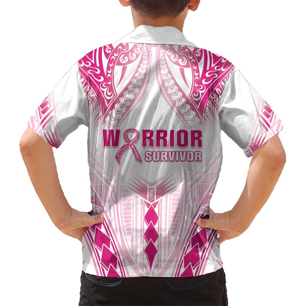 Breast Cancer Pink Out Kid Hawaiian Shirt Polynesian Art Tattoo White Version LT05 - Polynesian Pride