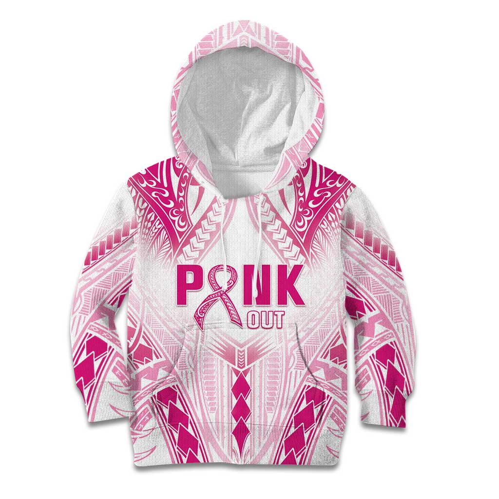 Breast Cancer Pink Out Kid Hoodie Polynesian Art Tattoo White Version