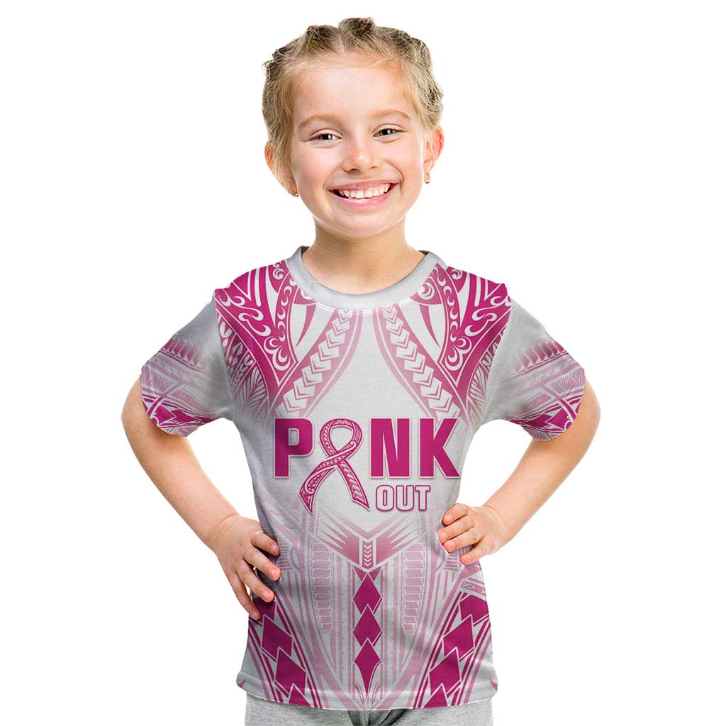 Breast Cancer Pink Out Kid T Shirt Polynesian Art Tattoo White Version