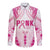 Breast Cancer Pink Out Long Sleeve Button Shirt Polynesian Art Tattoo White Version