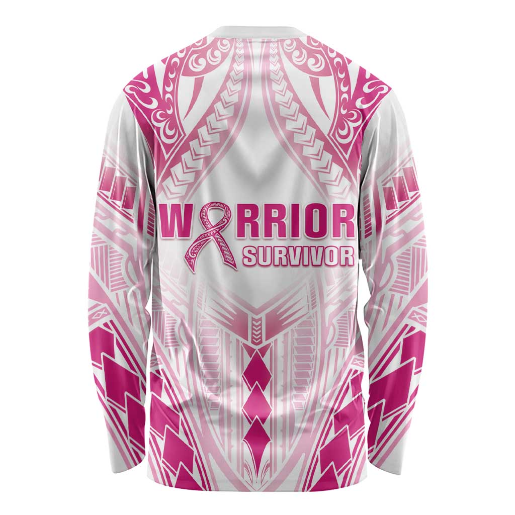 Breast Cancer Pink Out Long Sleeve Shirt Polynesian Art Tattoo White Version LT05 - Polynesian Pride