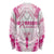 Breast Cancer Pink Out Long Sleeve Shirt Polynesian Art Tattoo White Version