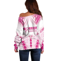 Breast Cancer Pink Out Off Shoulder Sweater Polynesian Art Tattoo White Version LT05 - Polynesian Pride