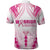 Breast Cancer Pink Out Polo Shirt Polynesian Art Tattoo White Version