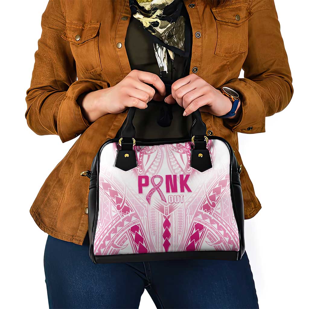 Breast Cancer Pink Out Shoulder Handbag Polynesian Art Tattoo White Version LT05 - Polynesian Pride