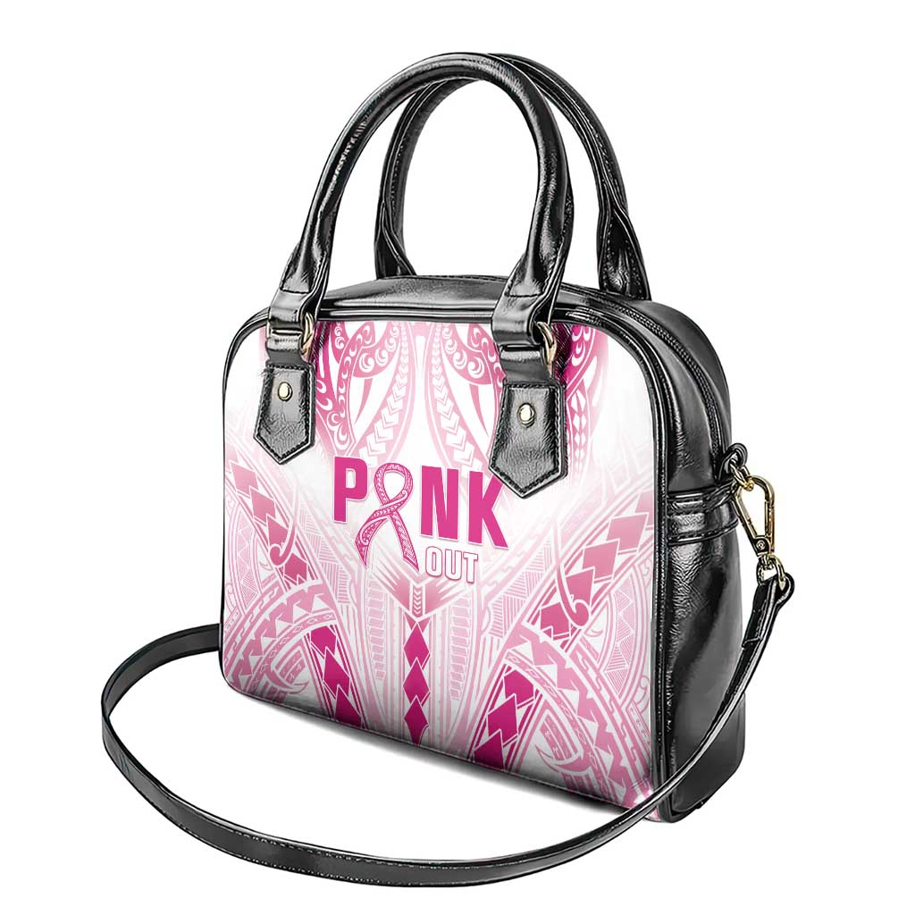 Breast Cancer Pink Out Shoulder Handbag Polynesian Art Tattoo White Version LT05 - Polynesian Pride