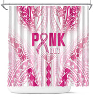 Breast Cancer Pink Out Shower Curtain Polynesian Art Tattoo White Version LT05 White - Polynesian Pride