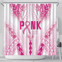 Breast Cancer Pink Out Shower Curtain Polynesian Art Tattoo White Version LT05 - Polynesian Pride
