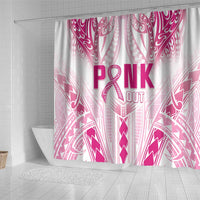 Breast Cancer Pink Out Shower Curtain Polynesian Art Tattoo White Version LT05 - Polynesian Pride