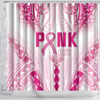 Breast Cancer Pink Out Shower Curtain Polynesian Art Tattoo White Version LT05 - Polynesian Pride