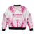 Breast Cancer Pink Out Sleeve Zip Bomber Jacket Polynesian Art Tattoo White Version