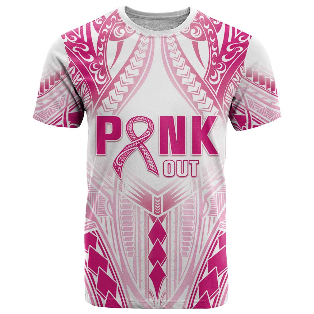Breast Cancer Pink Out T Shirt Polynesian Art Tattoo White Version LT05 White - Polynesian Pride