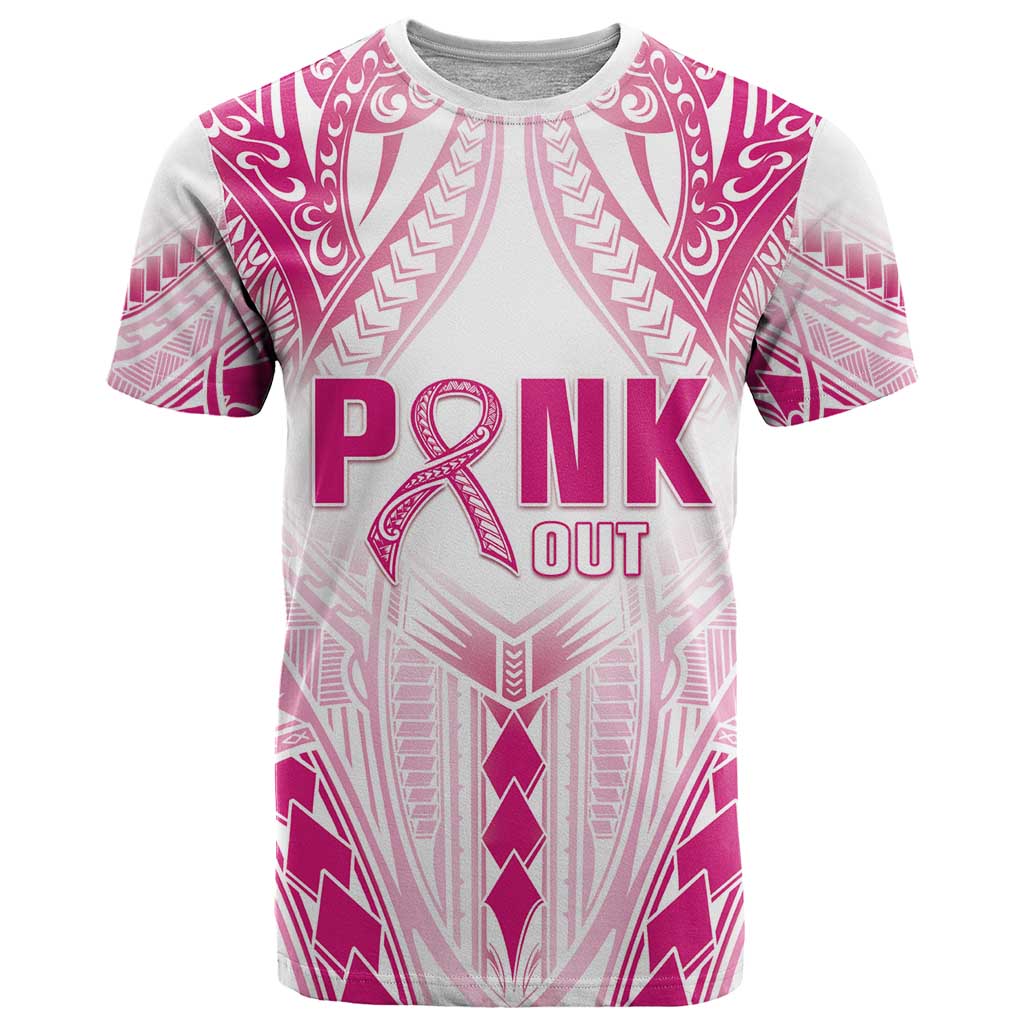 Breast Cancer Pink Out T Shirt Polynesian Art Tattoo White Version