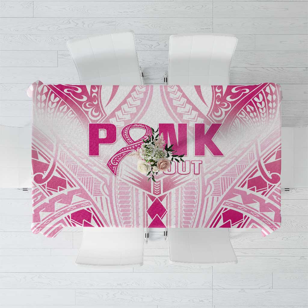 Breast Cancer Pink Out Tablecloth Polynesian Art Tattoo White Version LT05 White - Polynesian Pride
