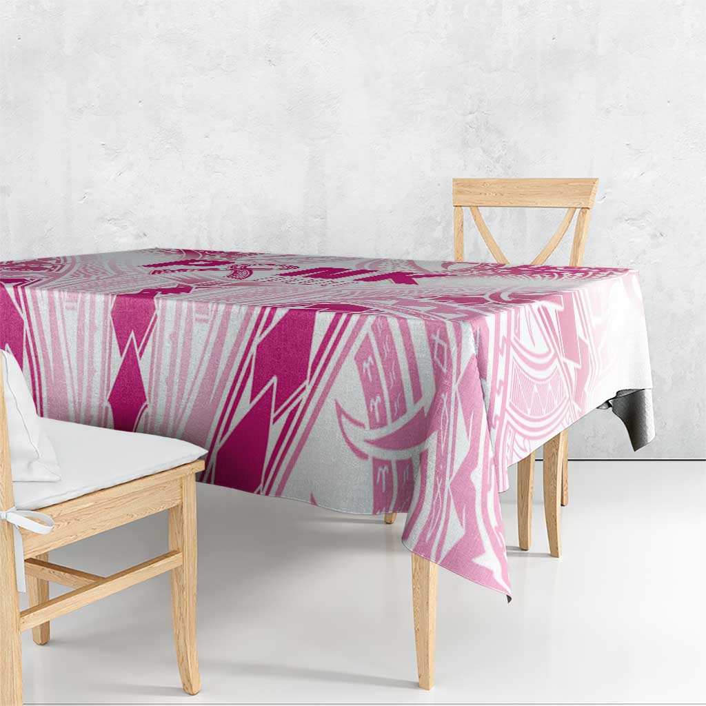 Breast Cancer Pink Out Tablecloth Polynesian Art Tattoo White Version LT05 - Polynesian Pride