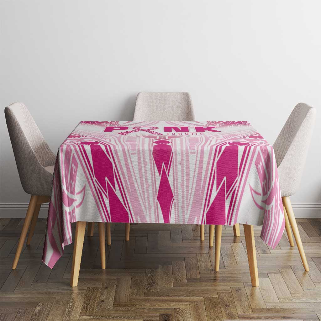 Breast Cancer Pink Out Tablecloth Polynesian Art Tattoo White Version LT05 - Polynesian Pride