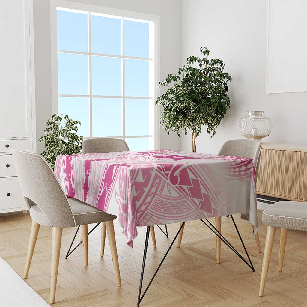 Breast Cancer Pink Out Tablecloth Polynesian Art Tattoo White Version LT05 - Polynesian Pride