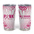 Breast Cancer Pink Out Tumbler Cup Polynesian Art Tattoo White Version