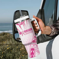 Breast Cancer Pink Out Tumbler With Handle Polynesian Art Tattoo White Version LT05 - Polynesian Pride