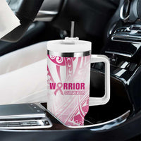 Breast Cancer Pink Out Tumbler With Handle Polynesian Art Tattoo White Version LT05 - Polynesian Pride