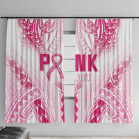 Breast Cancer Pink Out Window Curtain Polynesian Art Tattoo White Version LT05 With Hooks White - Polynesian Pride