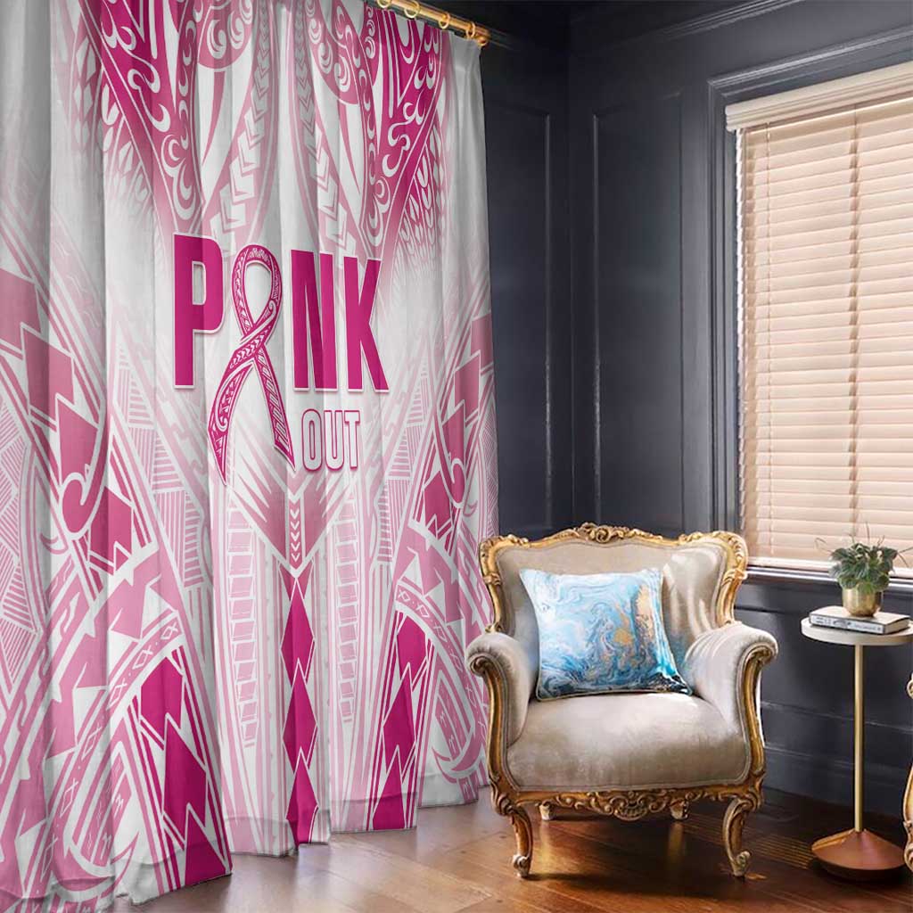 Breast Cancer Pink Out Window Curtain Polynesian Art Tattoo White Version LT05 - Polynesian Pride