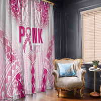 Breast Cancer Pink Out Window Curtain Polynesian Art Tattoo White Version LT05 - Polynesian Pride